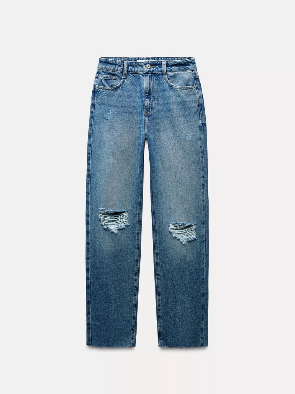 Zara Light Blue Distressed Boyfriend Jeans